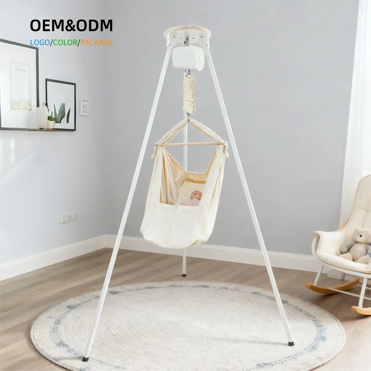 Automatic Electronic Bassinet European-Style Metal Cradle Hammock with Spring for Baby for Indoor and Outdoor Use