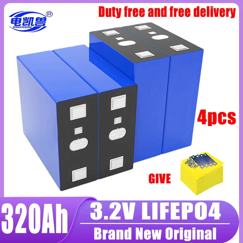 

4pcs new 3.2V 320Ah 280Ah 202AH 105Ah LiFePO4 battery 3C Lithium iron phosphate battery for 4S 12V 24V Golf Cart Yacht RV solar