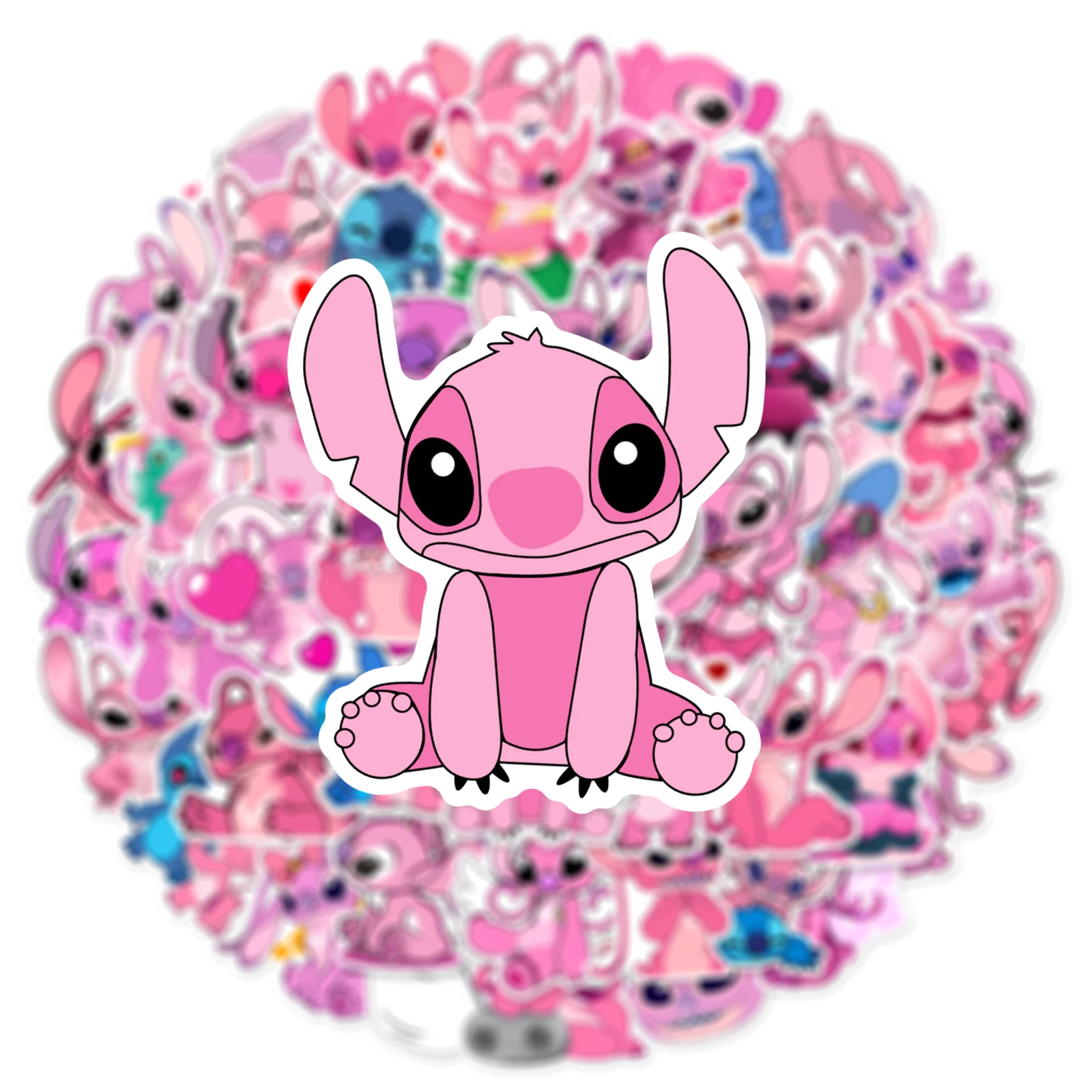 10/50pcs Kawaii Disney Lilo & Stitch Angel Cartoon Stickers Cute Pink Anime Character Sticker DIY Phone Diary Luggage Decals