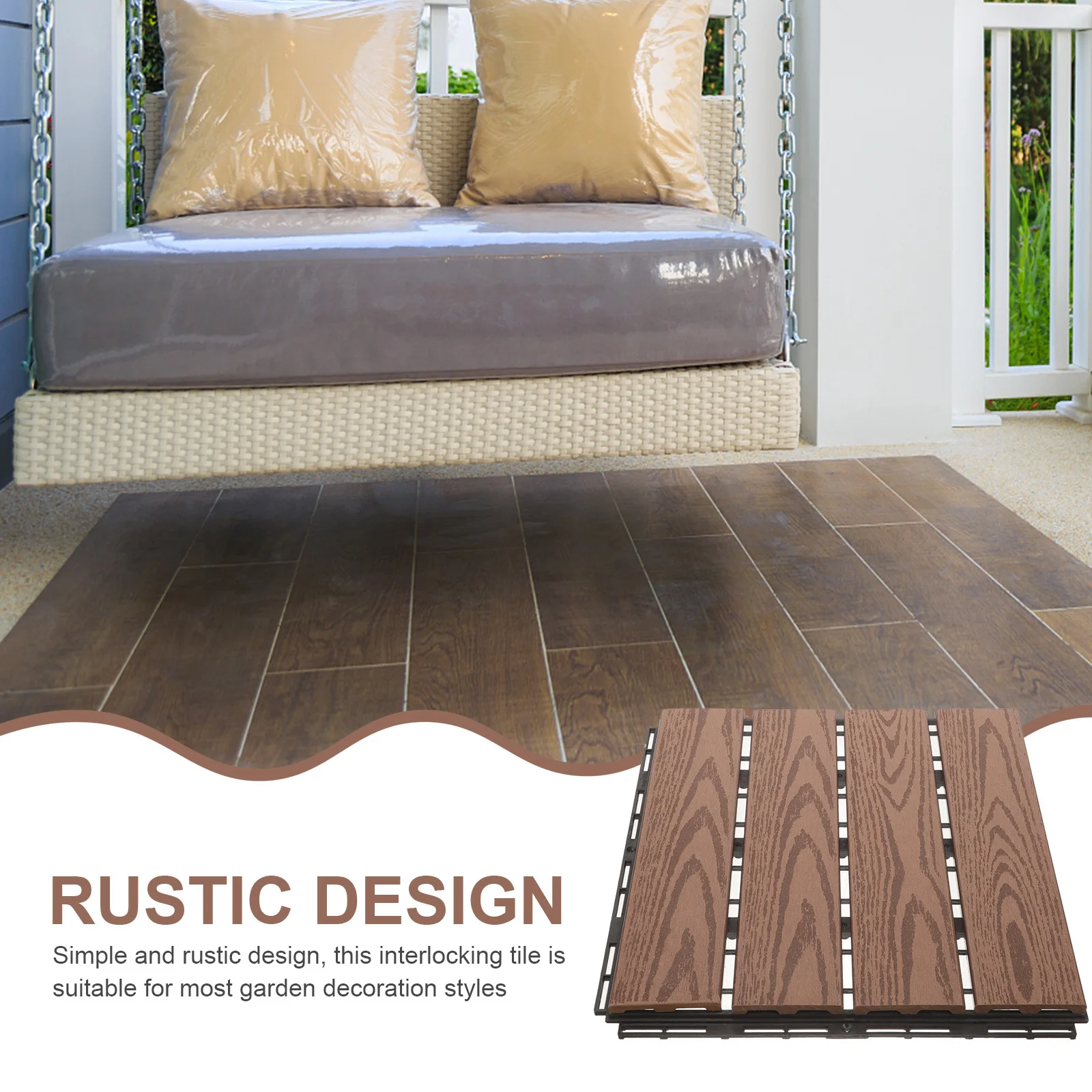 

Interlocking Patio Flooring Plastic Deck Tile Outdoor Balcony Garden Tiles for Walkway Porch Floor Covering Outdoor Flooring