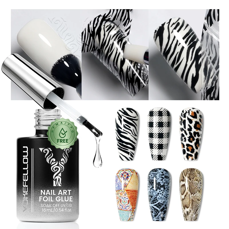 NEW YOKEFELLOW Transparent Nail Art Foil Glue 16ml Transfer Gel Soak Off Led Uv Gel Fast Dry Nail Art Foils Transfer Stickers