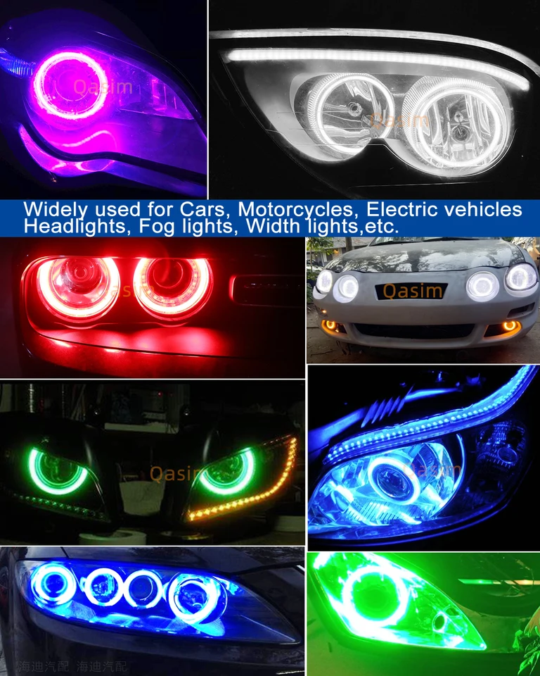 1セットRGB Bluetooth APP制御エンジェルアイズハローリングCOB LED車