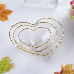 Transparent Glass Bowl Modern Simple Ice Cream Bowl Irregular Heart Shaped Fruit Plate Multipurpose Fruits Salad Bowl