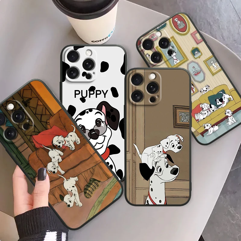 101 Spotted Dog Disney Cute For iPhone 15 14 13 12 11 XS XR X 8 7 SE Pro Max Plus Mini Black Cover Phone Case