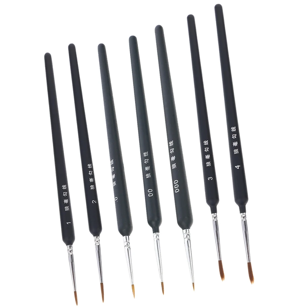 7 Pcs Nail Art Line Pen Oil Paint Brushes Small Detail Model Painting Mini Watercolour