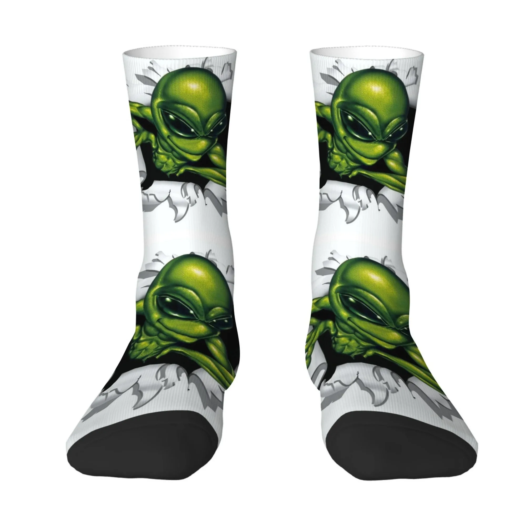

Creepy Alien-themed Ripped Print Men's Socks Soft and Comfortable Socks Eye-catching Harajuku Fashion Outdoor Street Style Socks