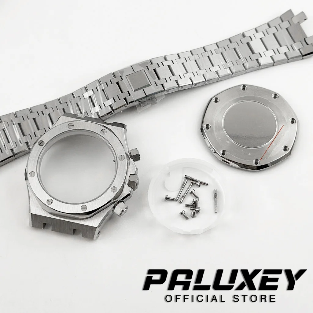 

VK63 42mm Sapphire Glass High Quality Watch Case + Strap Solid Stainless Steel Bracelet VK63 VK63A Case Modified AP Parts