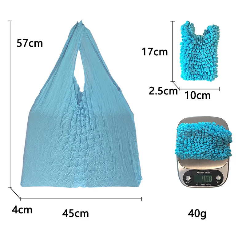 Magic Stretch Bubble Shopping Bag Chiffon Wrinkle Handbag Large Capacity Shape Memory Portable Pouch Multicolor for Storage