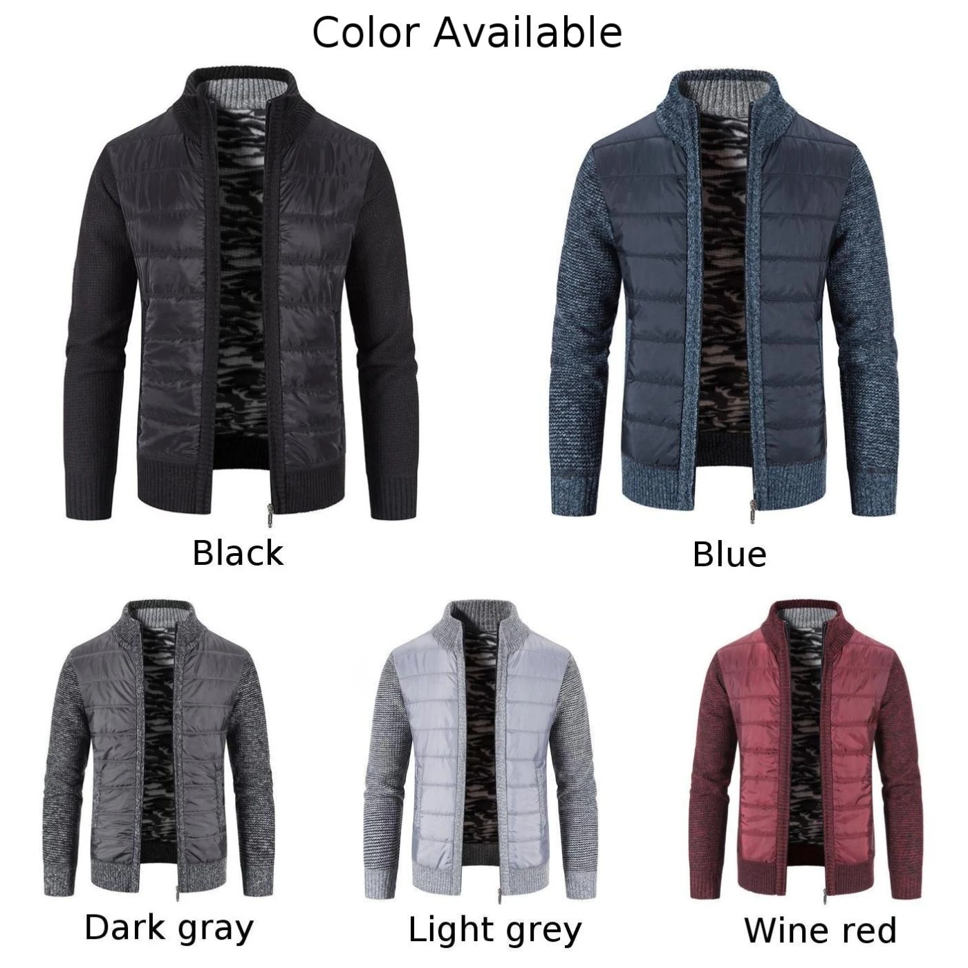 Sweater Mens Coat Zip Up 1pcs Autumn Cardigan Fur Lined High Neck Jacket Long Sleeve Splice Sweatshirt Brand New