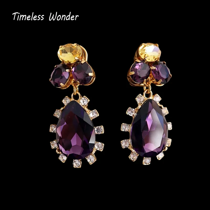 Timeless Wonder Fancy Zircon Geo Button Earrings for Women Designer Jewelry Punk Sweet Gift Rare Top Neat 3346