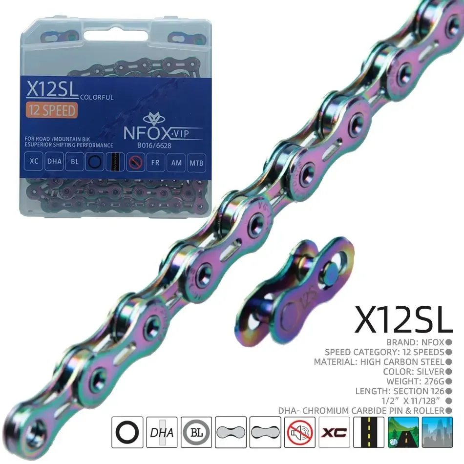 سلسلة دراجة الطريق Nfox-MTB ، نصف جوفاء ، وصلات خفيفة الوزن ، سباق فضي ذهبي ، Sl ، من من Links ، 8S ، 9S ، 10S ، 11S ، 12S