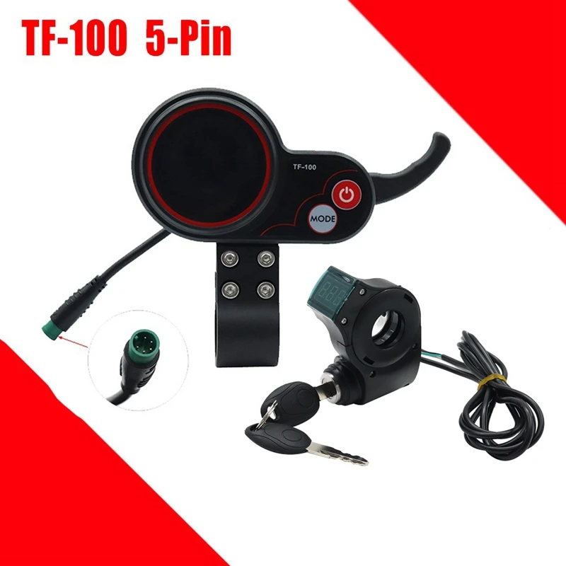 

TF-100 Display Dashboard 5Pin+Ignition Lock Key Long Cable Scooter Speedometer For Kugoo M4 Electric Scooter Parts