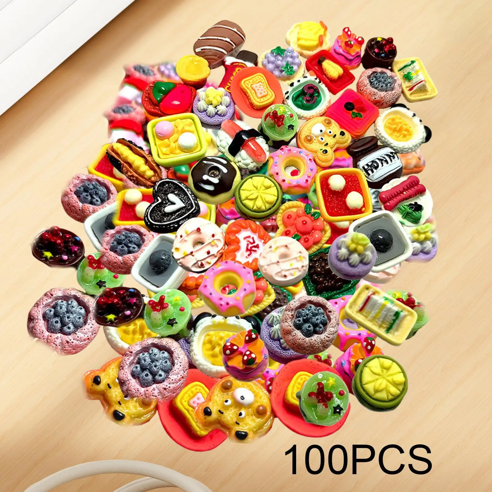 100Pcs Miniature Food Toy Food Play Toy Pretend Play Kitchen Toy for Stationery