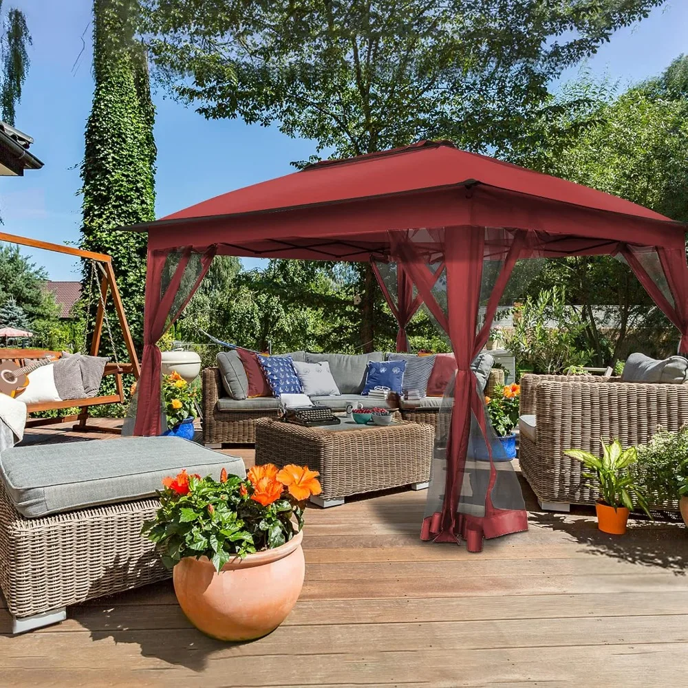 

11'x11' Pop Up Gazebo for Patios Canopy Tent with Sidewalls Outdoor Gazebo with Mosquito Netting Pop Up Canopy Shelter Wedding,