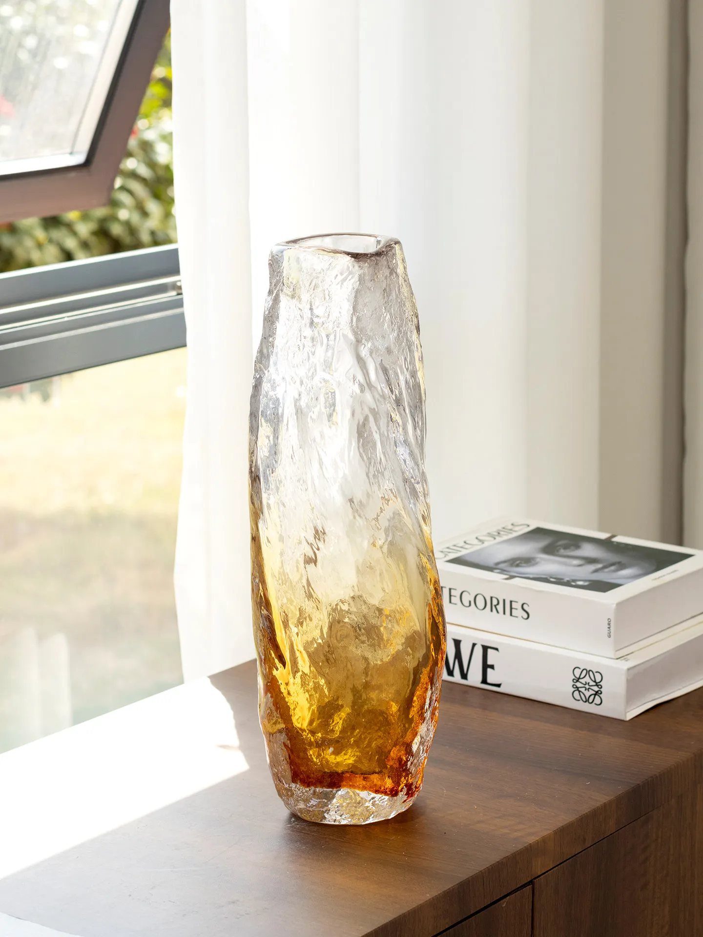 Light luxury glazed vase high-end living room flower arrangement glass art flower ware hydroponic dining table decoration orname