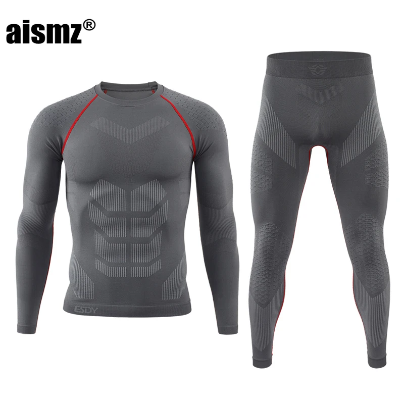 Aismz Seamless Tight Tactical Winter Thermal Underwear Men Sportswear Function Breathable Training Cycling Thermo Long Johns