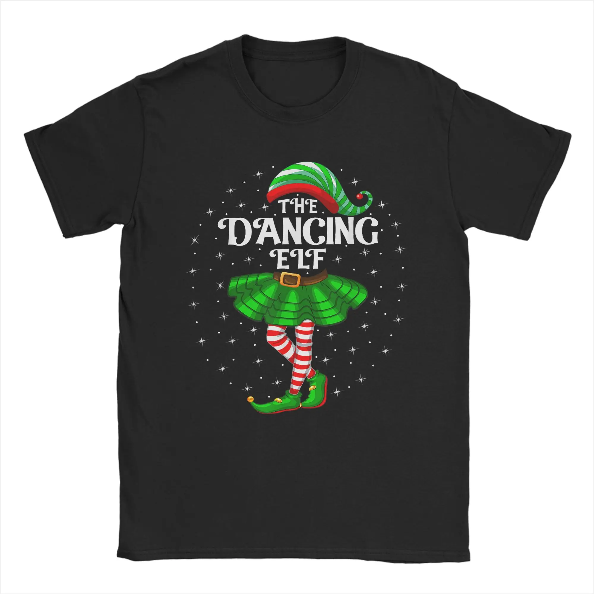 

Dancing Elf Christmas Family Matching Xmas Dance T Shirt Summer T-Shirts Male Cotton Plus Size Clothes Short Sleeve Tshirt