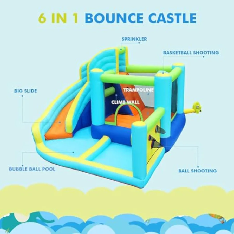 Parque inflable de tobogán acuático para casa de rebote, castillo inflable con soplador para interior y exterior, castillo de salto con tobogán, escalada Wa