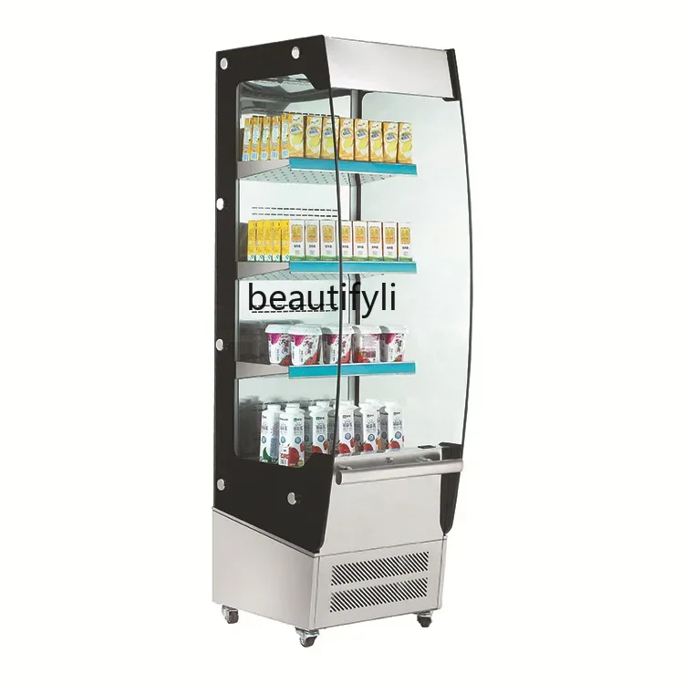 

A61 Supermarket fruit display air curtain freezer stainless steel shell vertical beverage preservation, commercial display cabin
