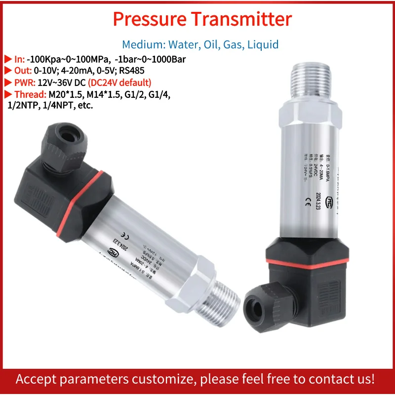 

0-10V High Precision Vacuum Hydraulic Oil Pressure Sensor Water Gas Pressure Sensor Positive Negative Gauge Pressure Transducer