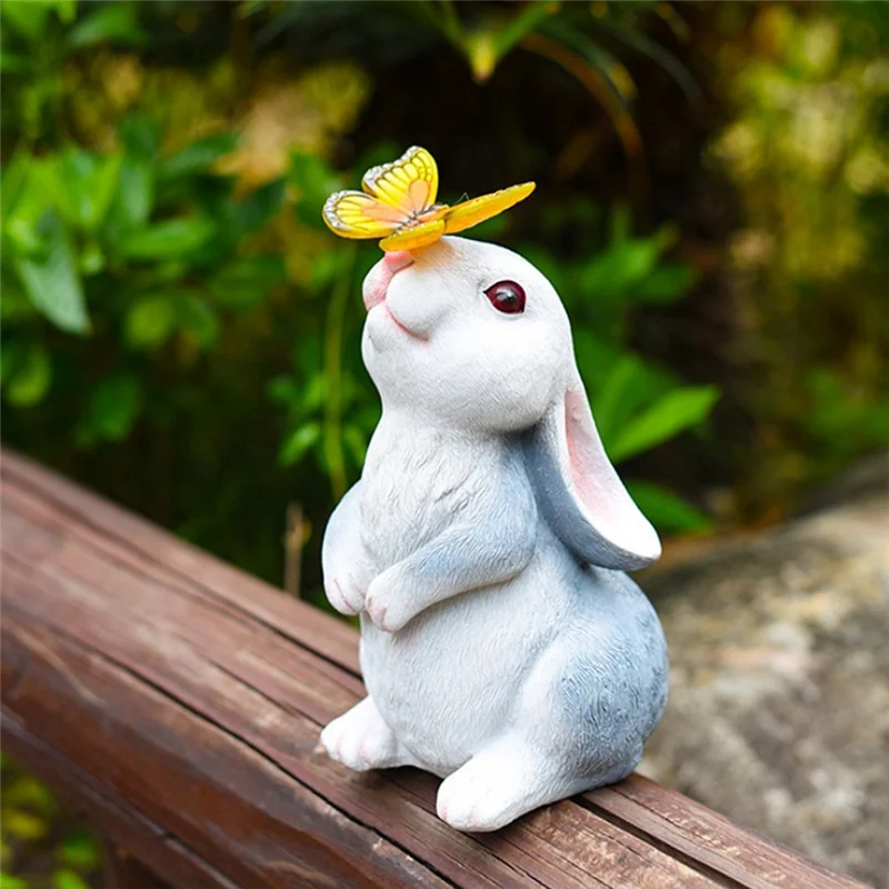 Decorazione da giardino per esterni - Con luce solare a farfalla per la famiglia del giardino degli amanti dei coniglietti