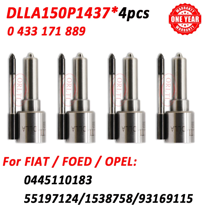 4pcs New Nozzle DLLA150P1437 Diesel Fuel Injector Spray 0 433 171 889 For FIAT OPEL 0445110183 5197124 1538758 93169115