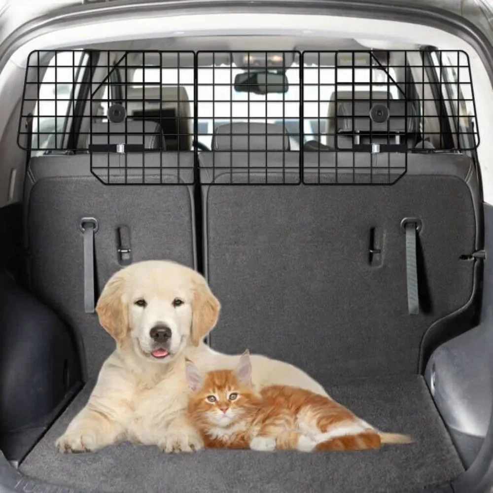 Pet Dogs Car Isolation Net Easy Install Foldable Iron Universal Trunk Cars Dog Fence Adjustable Width Pet Products Accessories