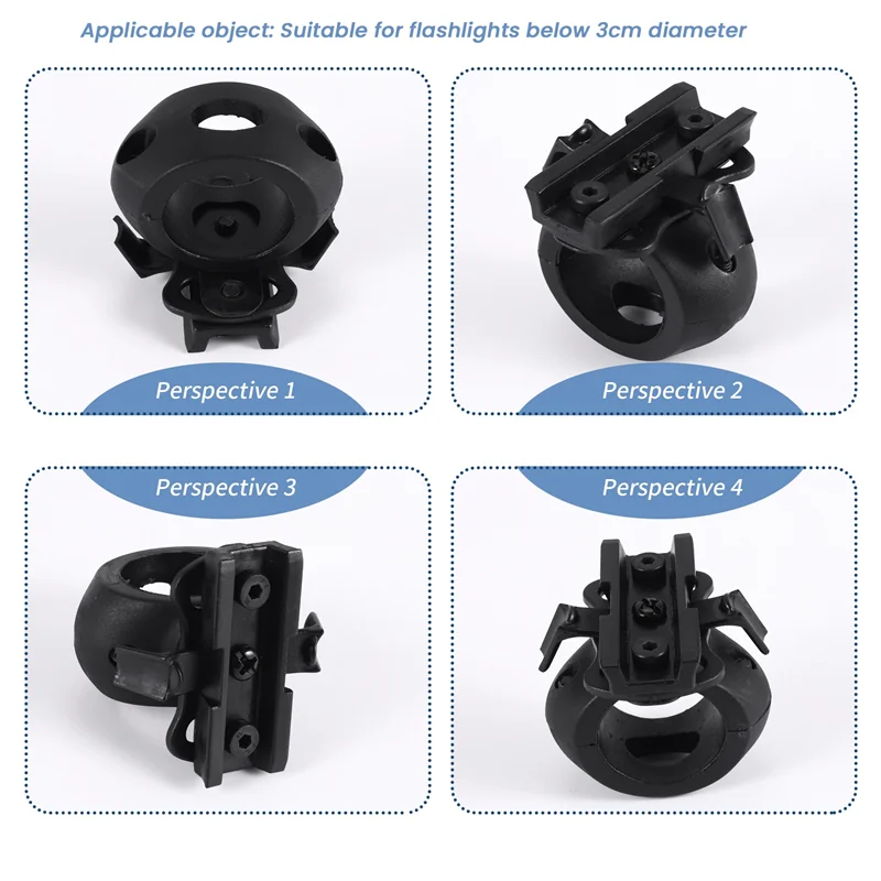 Supporto per morsetto per torcia ABNP a sgancio rapido per casco veloce universale (FAST, MICH, IBH, ecc. Con casco ferroviario) Diamet 2,5 cm