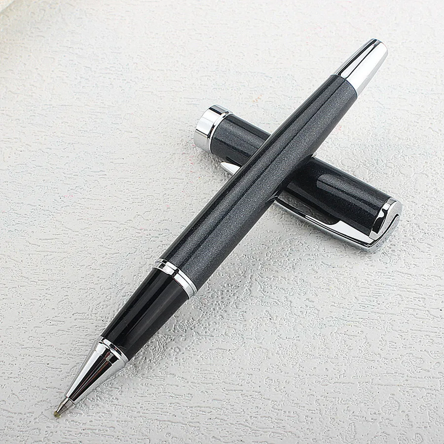 Business Metal Rollerball Pen silvery Clip with Smooth Refill , Unique Style Vivid Black Collection Gift Pen for Office Business