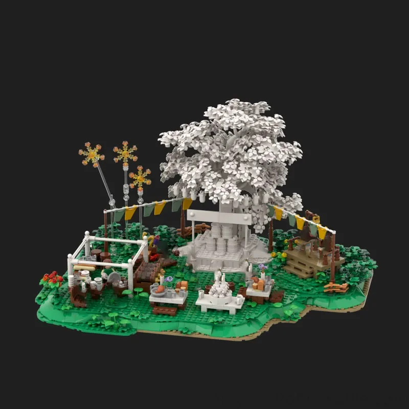 Nieuwe De Ringen Film Landschap Modulaire Rivendelles De Shire Bomen Model Moc Bouwstenen DIY Creatieve Montage Bricks Speelgoed Gift - afbeelding 1