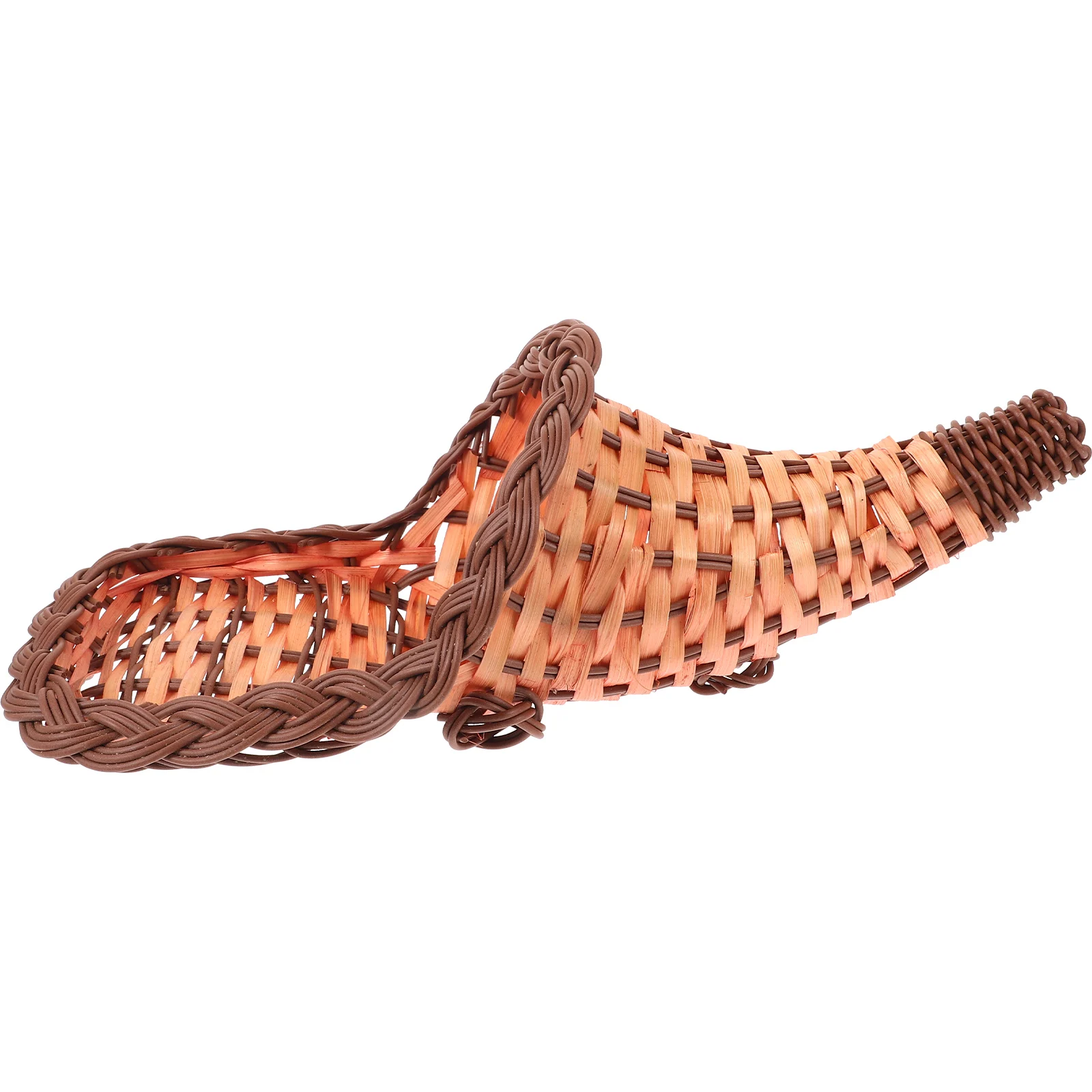 

Bamboo Cornucopia Storage Basket Woven Fruit Bread Snack Basket Desktop Multipurpose Home Tabletop Organizer Decor