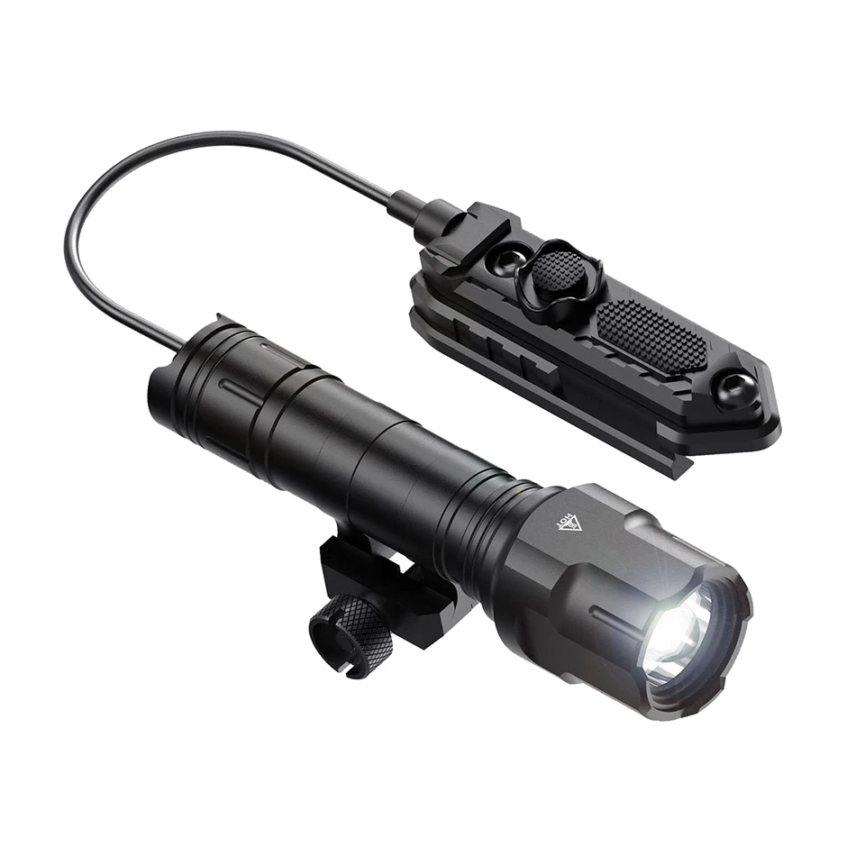 1200 Lumen Tactical Flashlight Matte Black Aluminum LED Weapon Light with Mlok System Remote Pressure Switch for Picatinny Rail