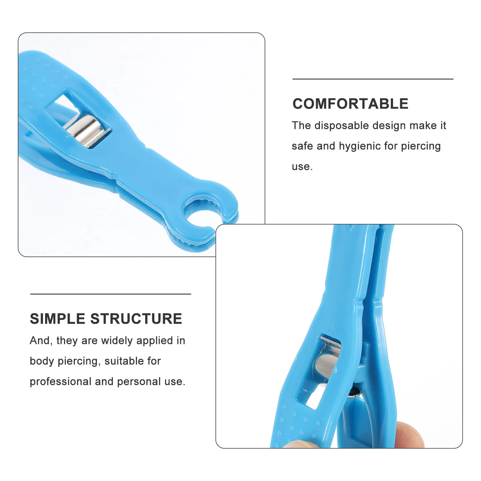 

4pcs Disposable Piercing Tools ABS Material Clamps for Professional Personal Tattoo Kits Blue Use Body Piercing
