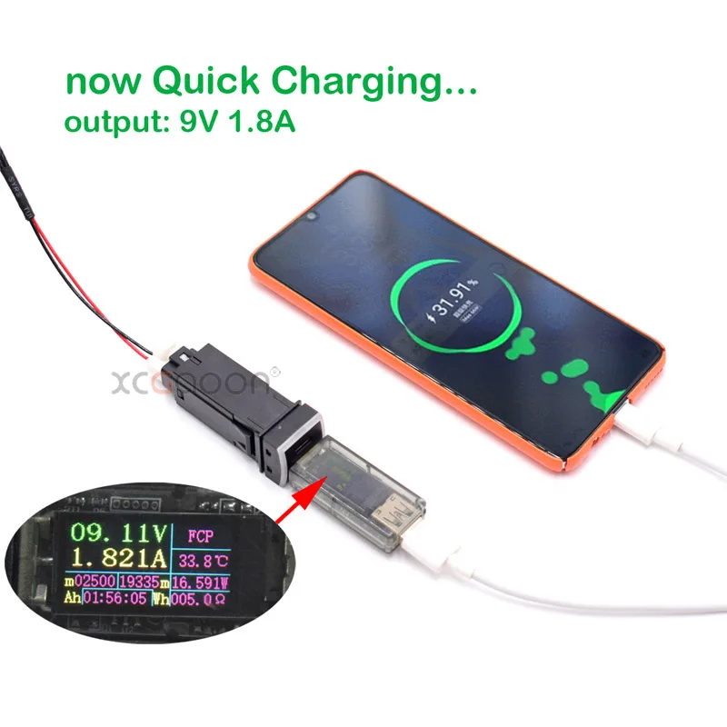 Type-C & USB QC3.0 Car Quick Fast Charger Adapter for Toyota Land Cruiser Prado 150 Series Rav4 Camry Hiace Corolla