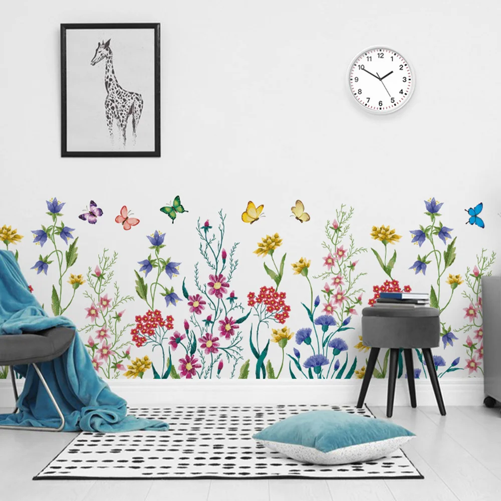 Chzimade Flowers Wall Stickers Home Decoration Poster Bedroom Adhesive Wallpaper Wall Furniture Door House Interior DIY Decor