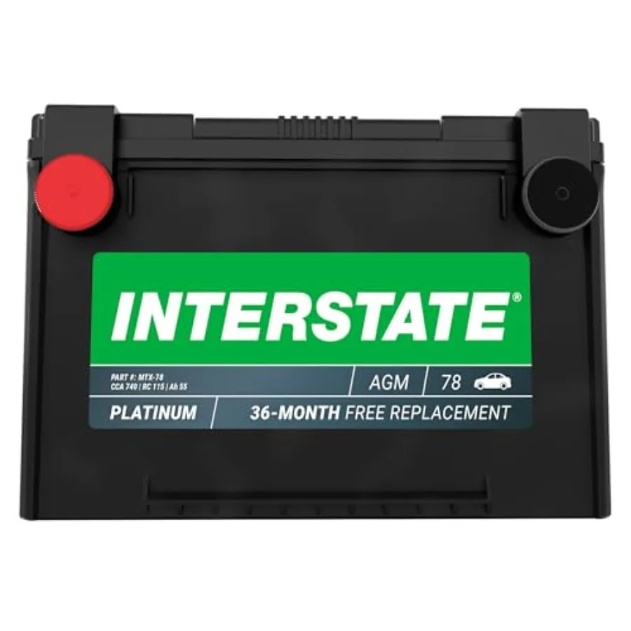 

Automotive Battery 12V 55Ah 740CCA Group Size 78 AGM SLI Starting Replacement for Cars SUVs Sedans Trucks Black