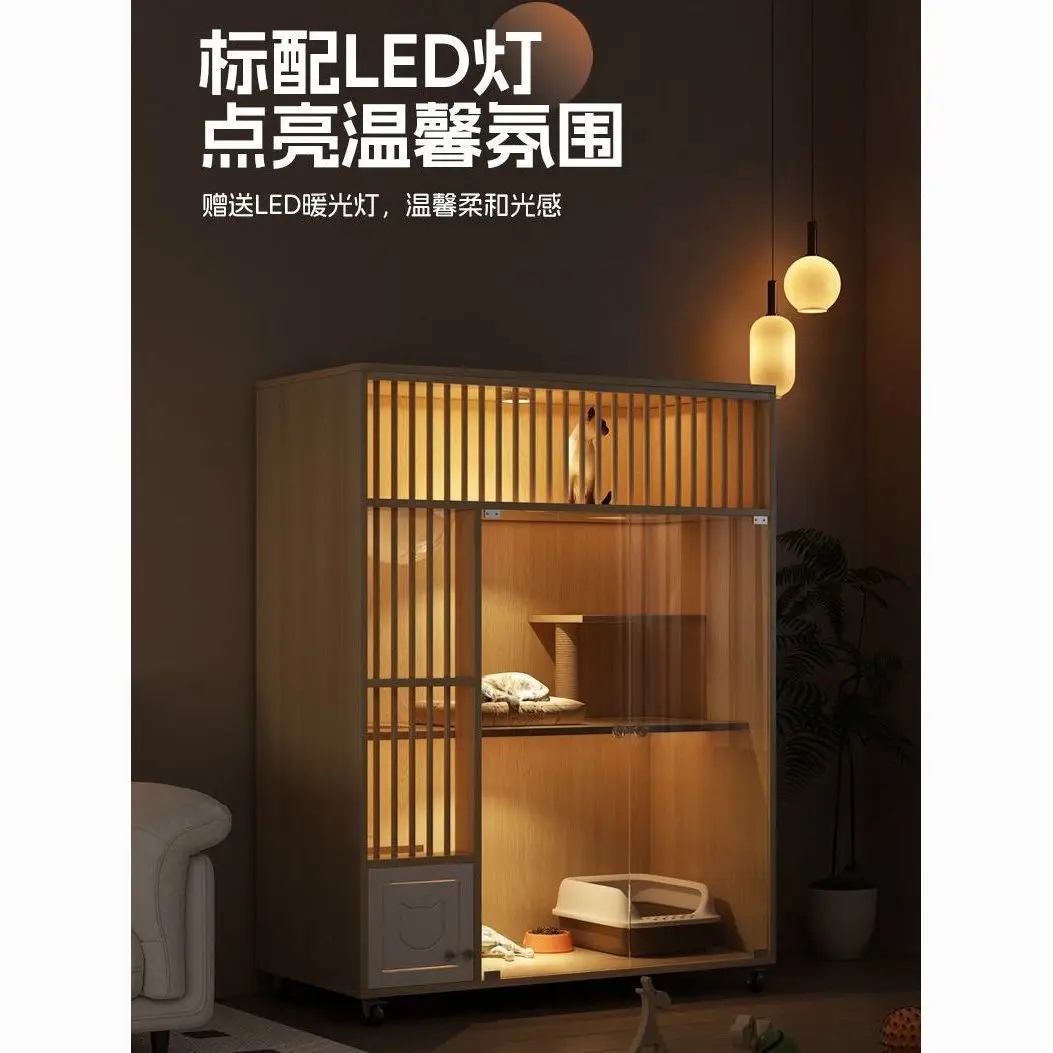 Solid wood cat cage villa free shipping cat cage wood second floor three floor large cat house