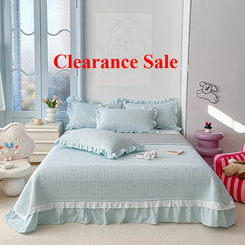 

2025 new kapok twill bed cover three piece set kapok love solid color lace bed cover with a pair of pillowcases