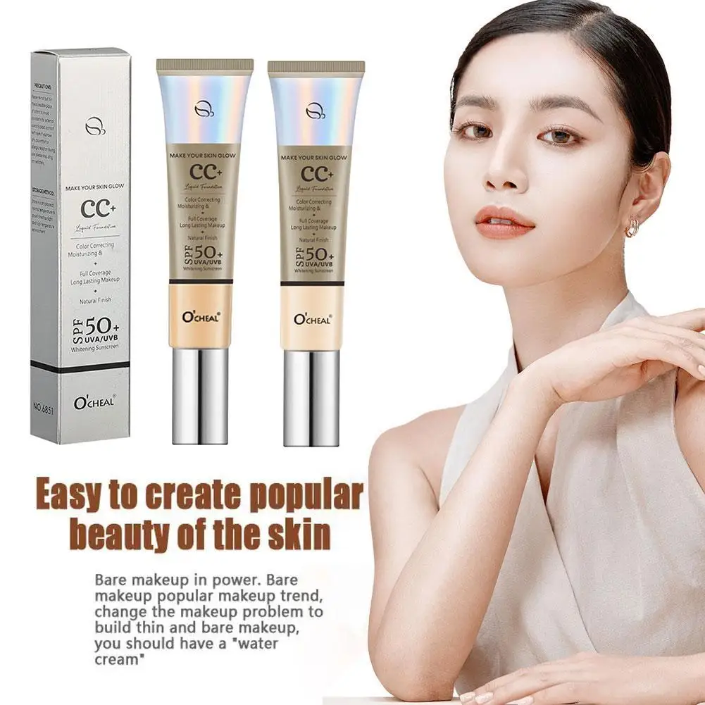 Liquid Foundation Makeup, CC Cream Natural Moisturizing Makeup Cream Foundation Oil-control Whitening Concealer BB Cosmetic Q2J4