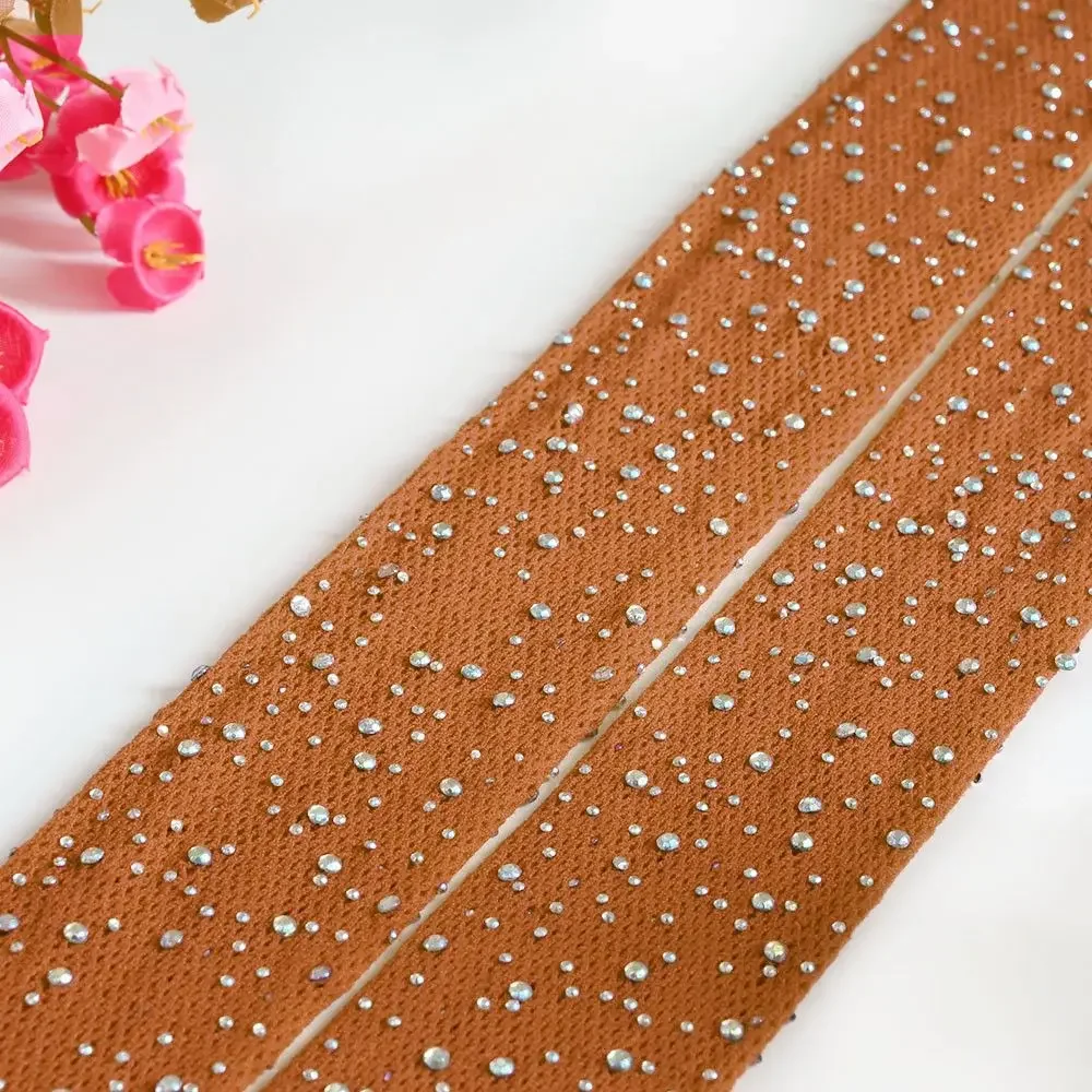 Women Rhinestone Decor Peep Toe Latin Dance Fishnet Tights Caramel Breathable Mesh Professional Stockings for Cha Cha Ballroom