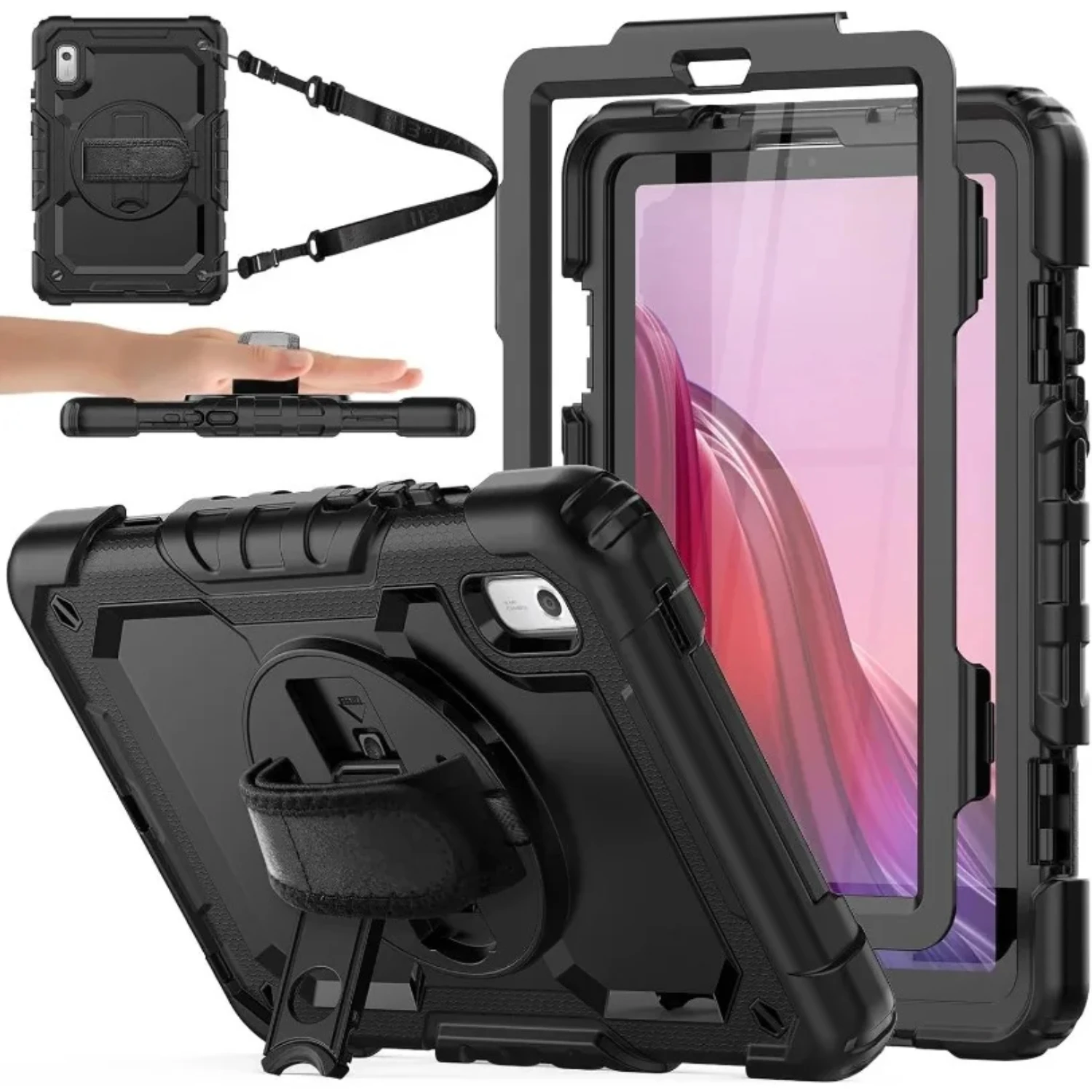 Case For  Tab M10 Plus 10.3 TB-X606F K10 M10 Plus 3rd Gen 10.6 TB328FU M9 Shockproof Cover+Screen Protector+Shoulder Strap