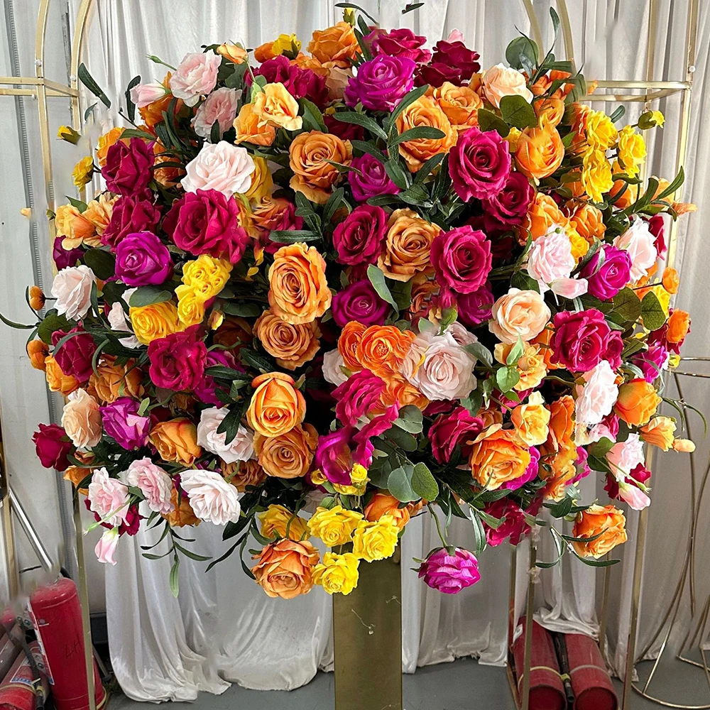 80/70/60/50/30cm Kunstmatige Roze Grote Bloembol, Tafeldecoratie voor Bruiloft Evenement Decoratie, Bloemstuk voor de Gangpaden - afbeelding 1