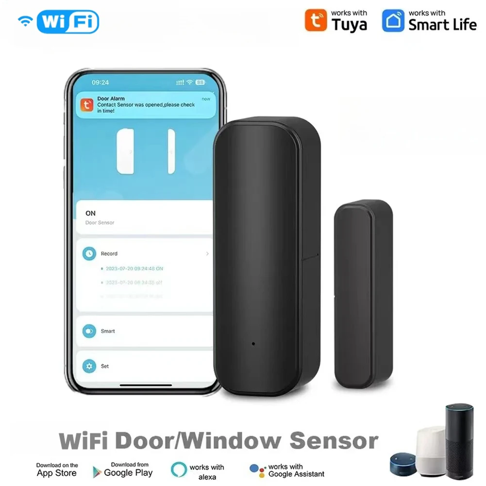 Tuya WiFi Door Sensor Window Sensor Smart Home Wireless Door Detector Smart Life APP Remote Control for Alexa Google Home