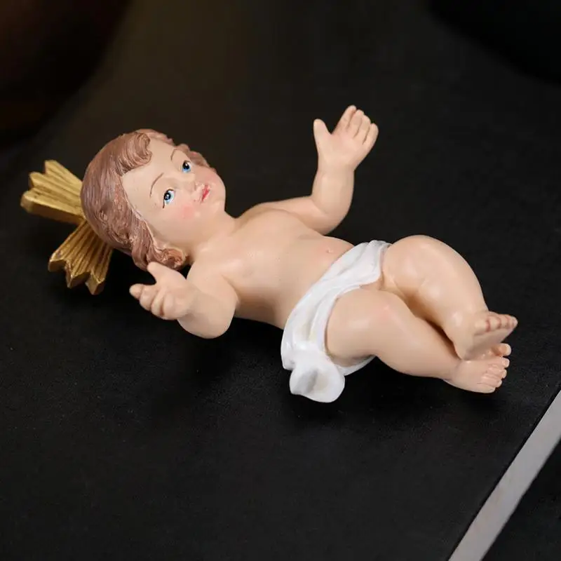 Estatua de muñeca de Jesús para bebé, adorno de crucifijo, estatuilla religiosa de Jesús, regalo de decoración artesanal de Navidad para Iglesia en casa