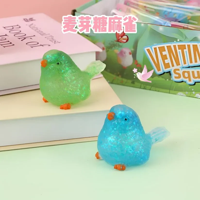 

Transparent Maltose Sparrow Pinch Music Decompression Toy Creative Bird Doll Slow Rebound Vent Toy