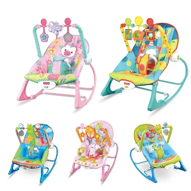 Baby Rocking Chair Cradle Swing Soothing Recliner Suitable for 0-1 Year Old Baby with Music Multi-functional Toys