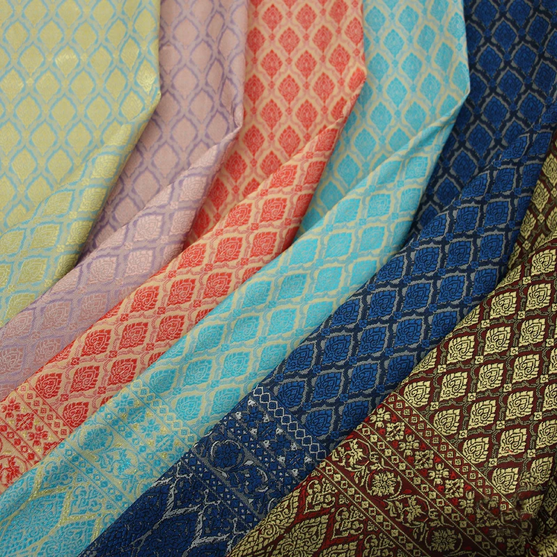 Dai Thai Ethnic Fabric 50x100cm Southeast Asian Brocade Material for Traditional Costume DIY Sewing Straight Skirt Dress Making