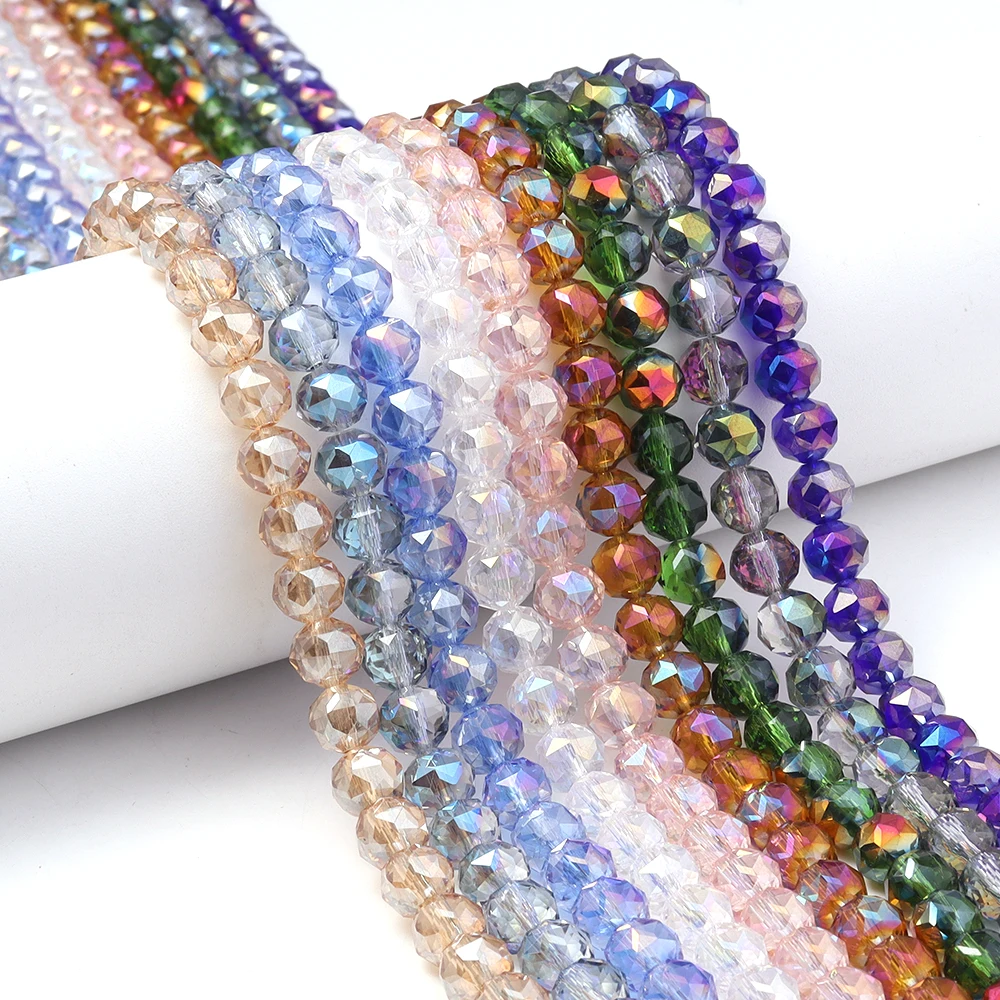 Perles de cristal transparentes à facettes de 8 mm, perles d'espacement en verre multicolores pour la fabrication de bijoux, accessoires pour bracelets et colliers DIY