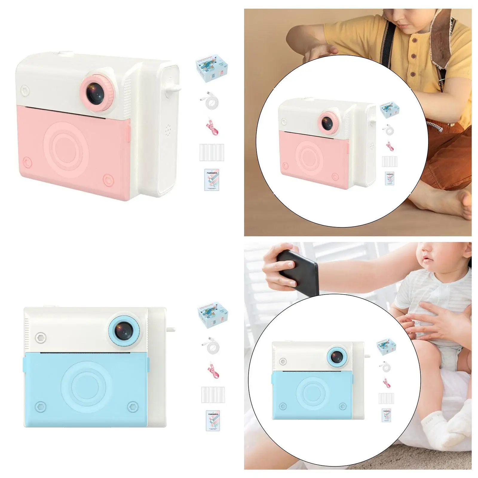 Appareil photo compact à impression instantanée pour enfant, appareil photo robuste, écran 2,8 pouces, 4800W pixels, pratique, cadeau idéal, jouer et se divertir