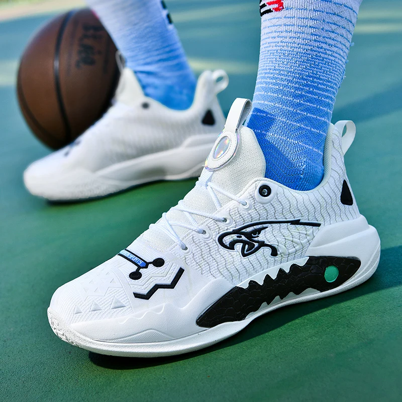 Sepatu basket berkualitas tinggi yang menyala dalam gelap, sol karet, EVA dengan gesekan yang berbunyi untuk siswa sekolah menengah.